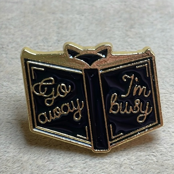 Small Lapel Pin- Go Away, I’m Busy - Picture 1 of 2